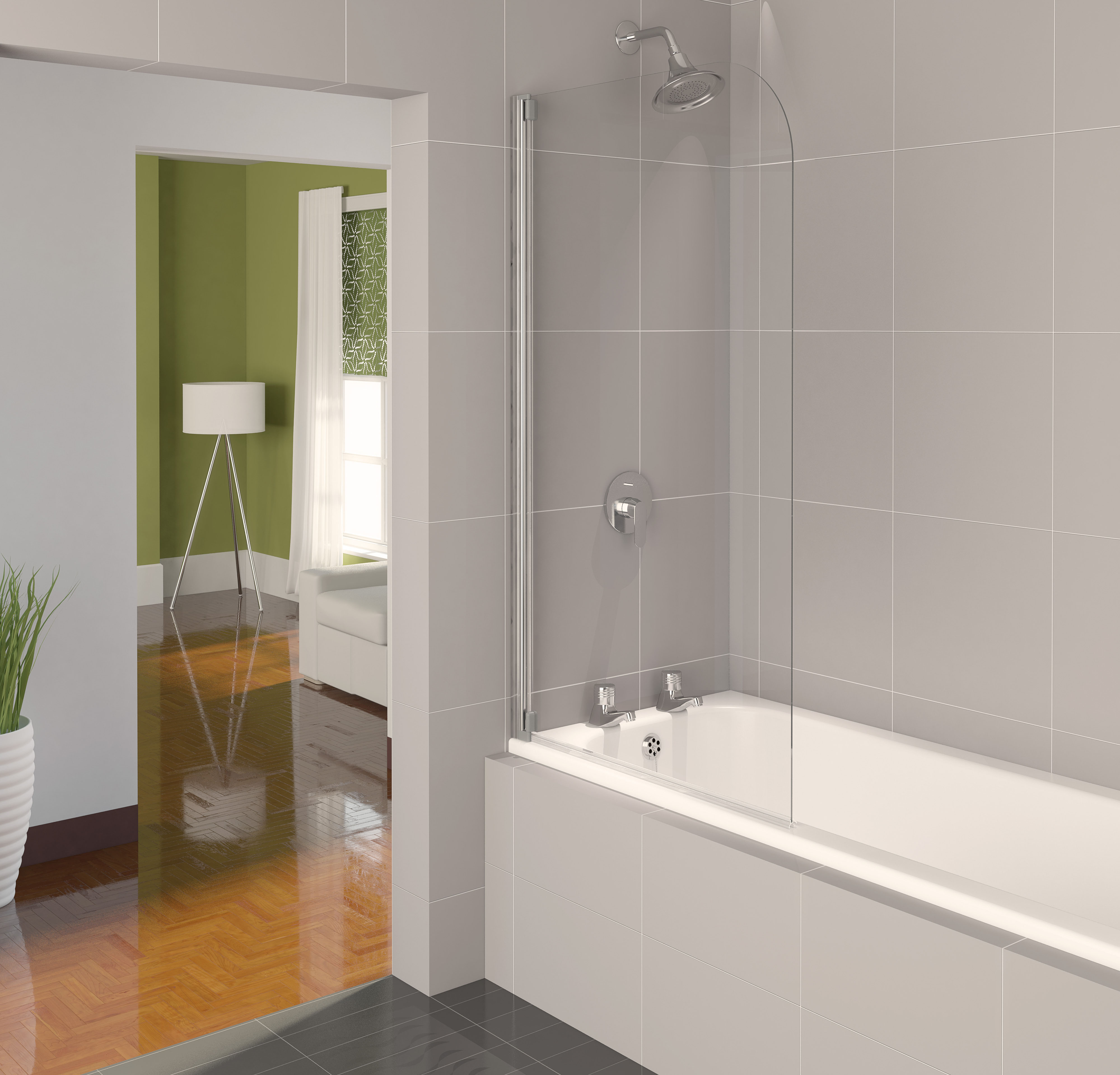 SanCeram radius 850mm bath screen The Sanitaryware Company